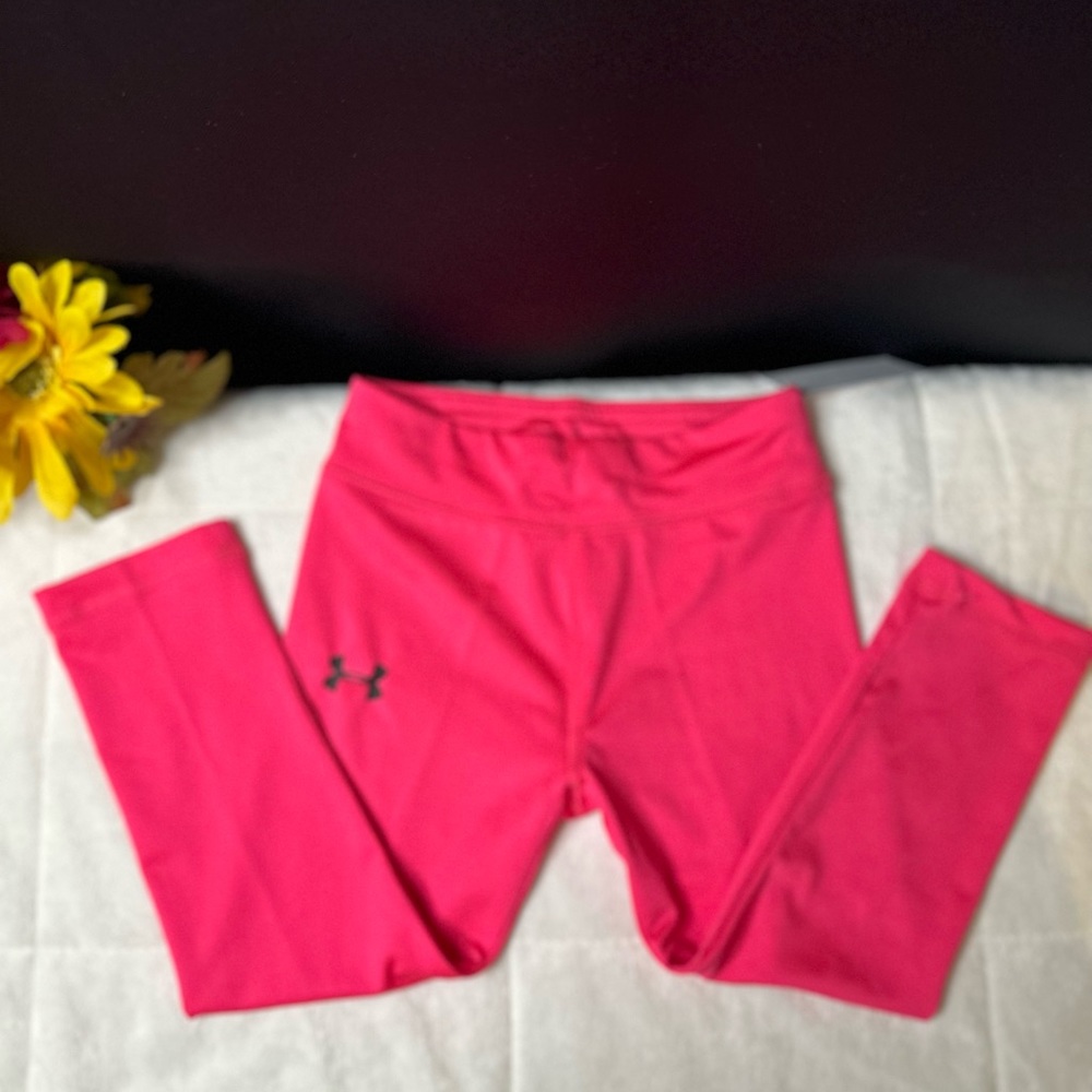 Under Armour Girls 2T Athletic Hot Pink w/Black Logo Pants/Leggings